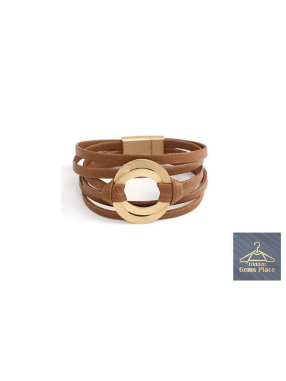 Handmade Leather Wrap Bracelet Boho Circle Charm Cuff Bangle